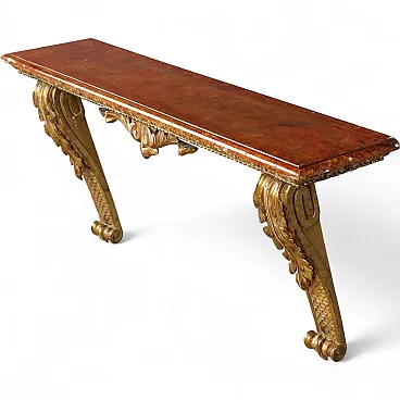 Consolle in legno intagliato e dorato, '800