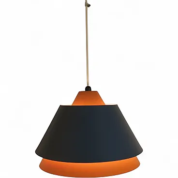 Orange and blue metal pendant lamp, 1960s