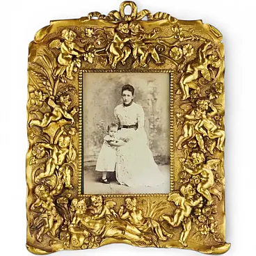 Cornice fotografica in bronzo dorato, fine '800