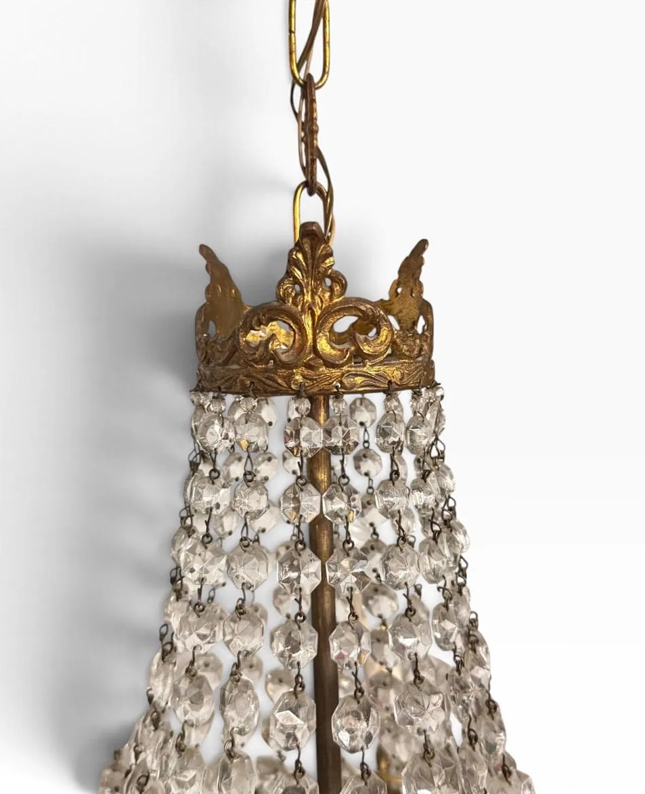 Hot air balloon chandelier in metal and glass, 19th century 6