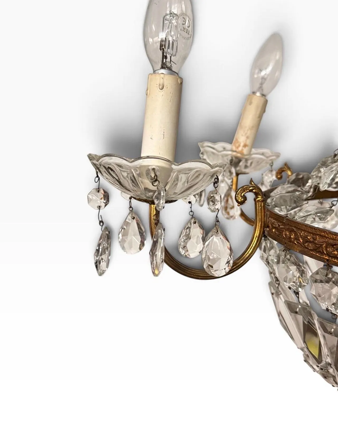Hot air balloon chandelier in metal and glass, 19th century 7