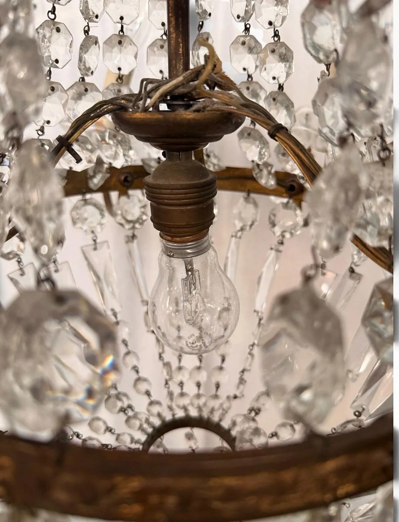 Hot air balloon chandelier in metal and glass, 19th century 9