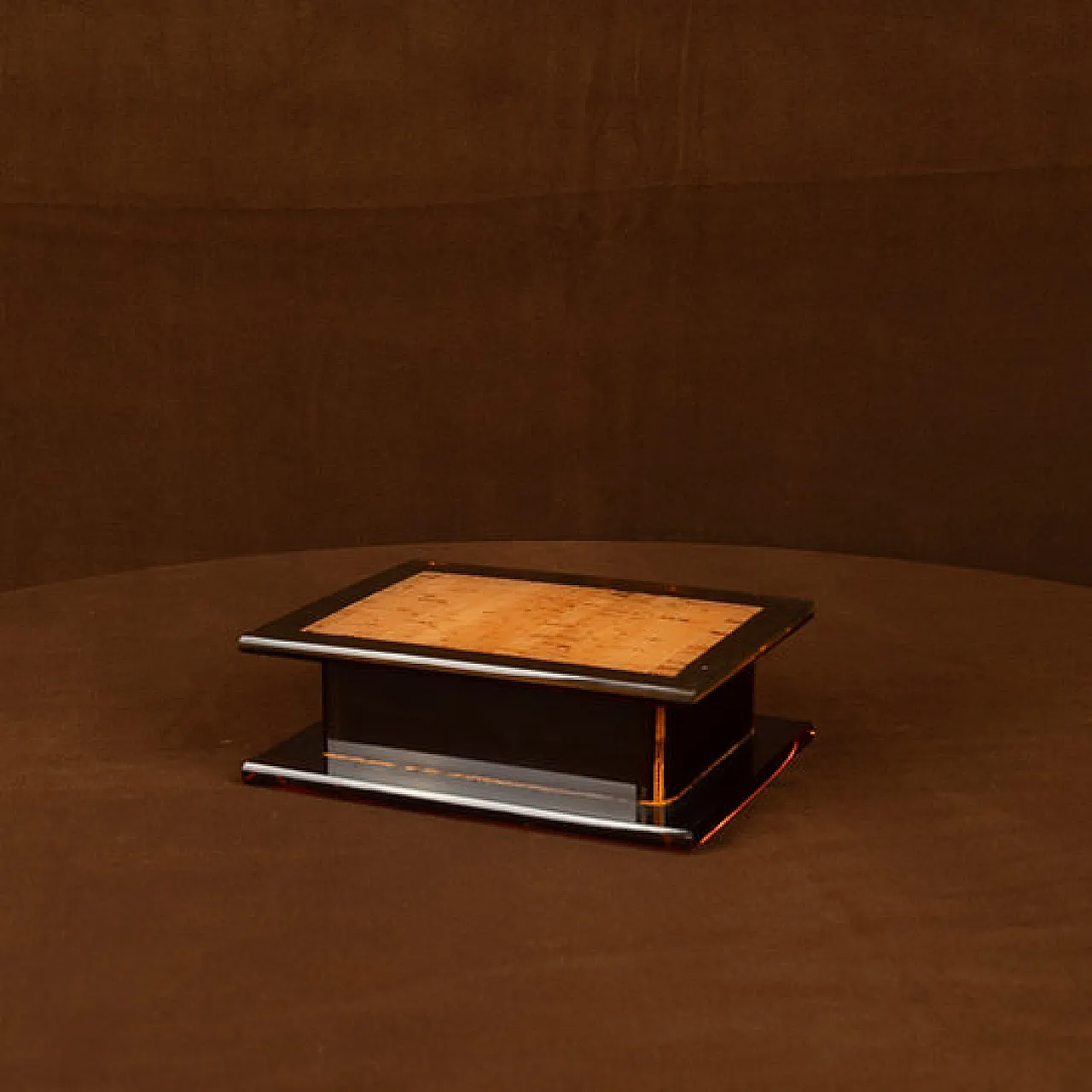 Smoked lucite and natural cork jewellery box, 1970s 1