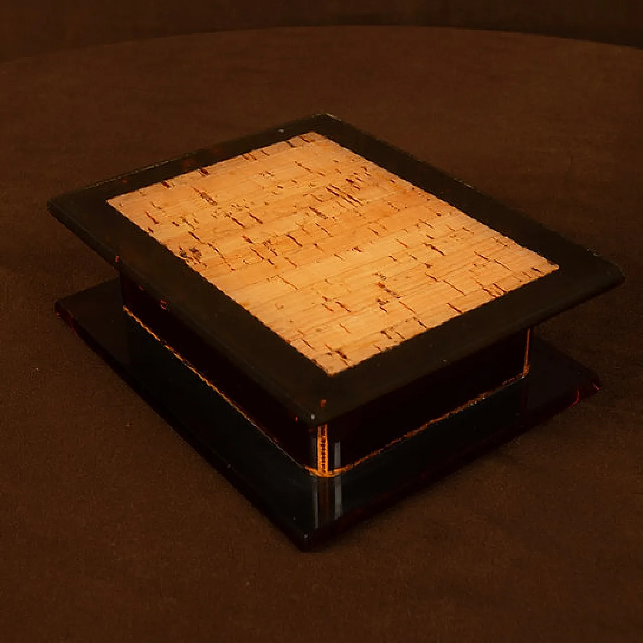 Smoked lucite and natural cork jewellery box, 1970s 2