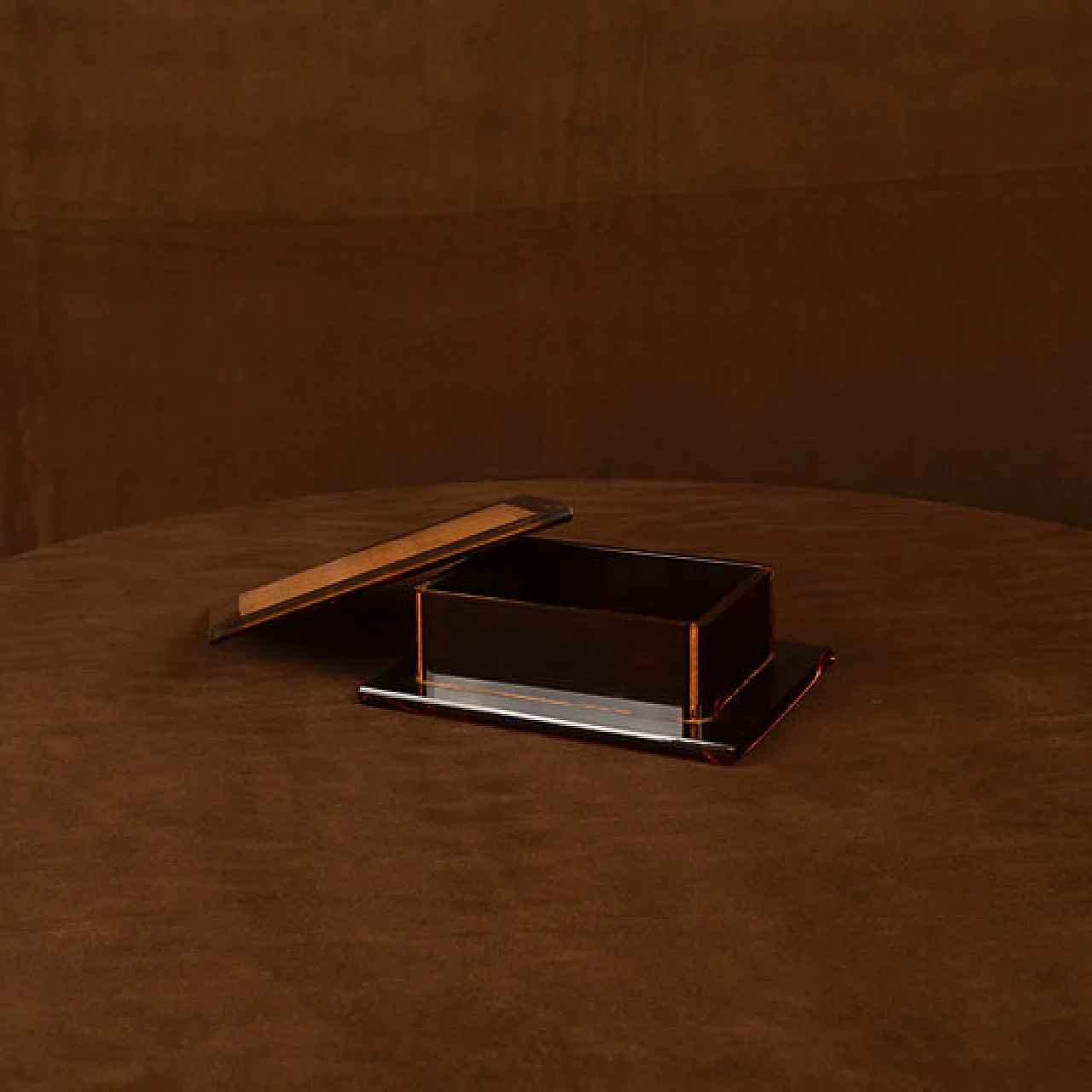 Smoked lucite and natural cork jewellery box, 1970s 4