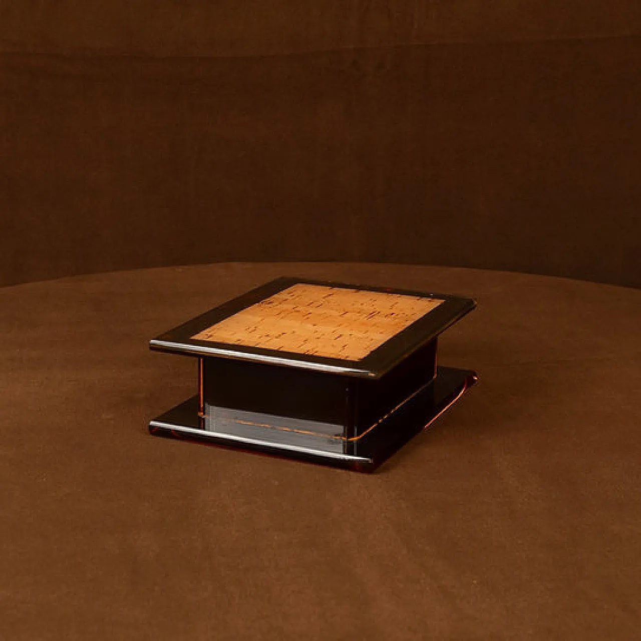 Smoked lucite and natural cork jewellery box, 1970s 5