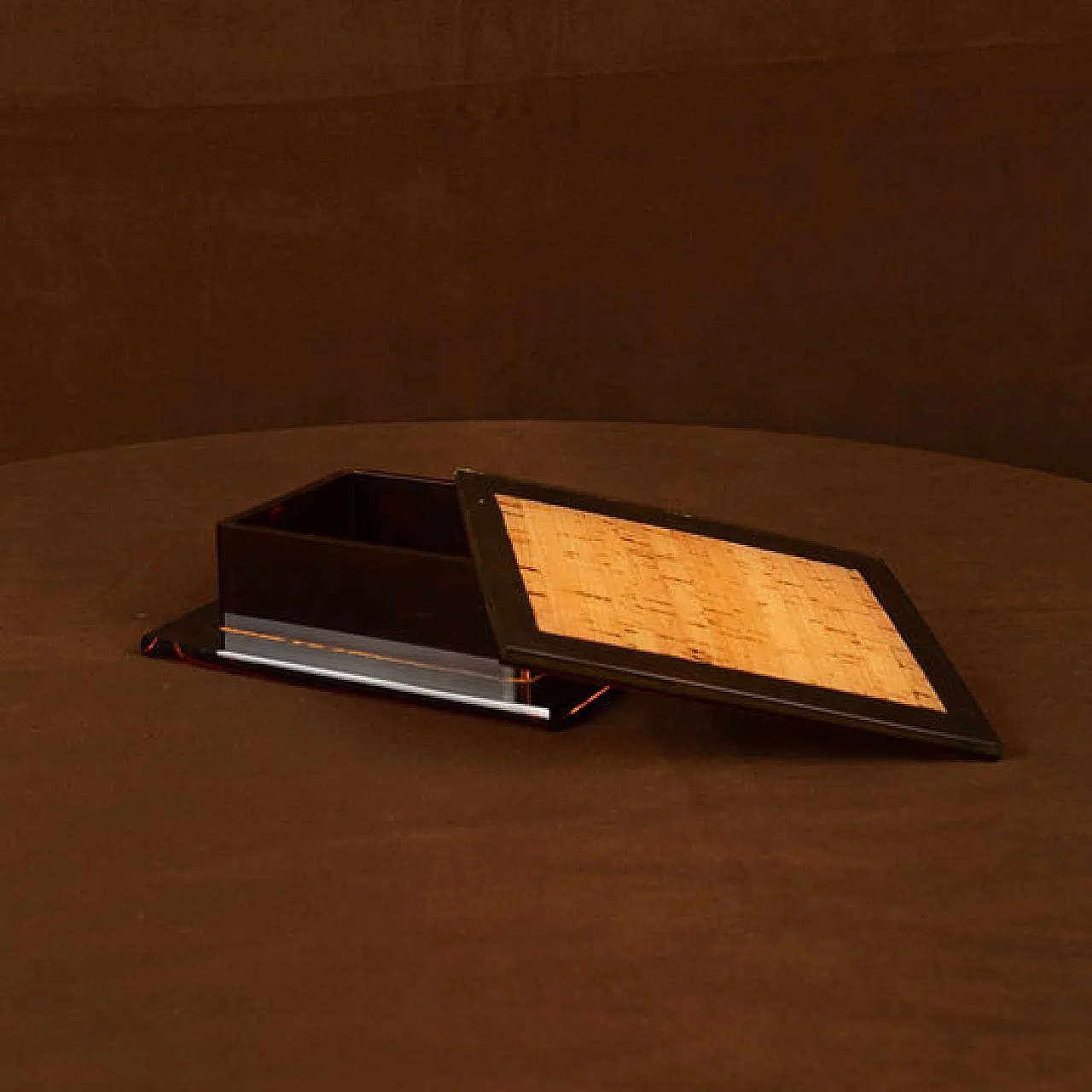 Smoked lucite and natural cork jewellery box, 1970s 6