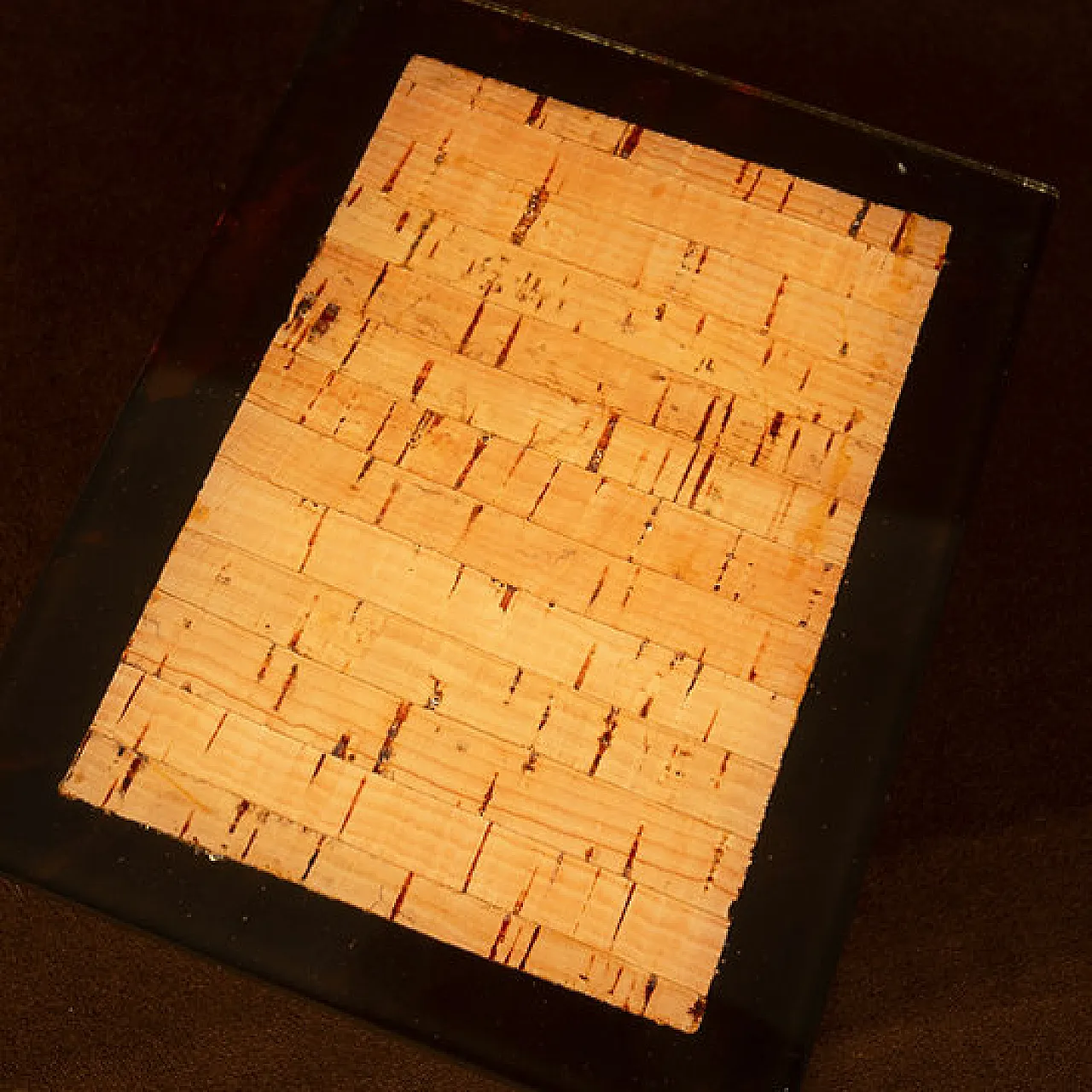 Smoked lucite and natural cork jewellery box, 1970s 7