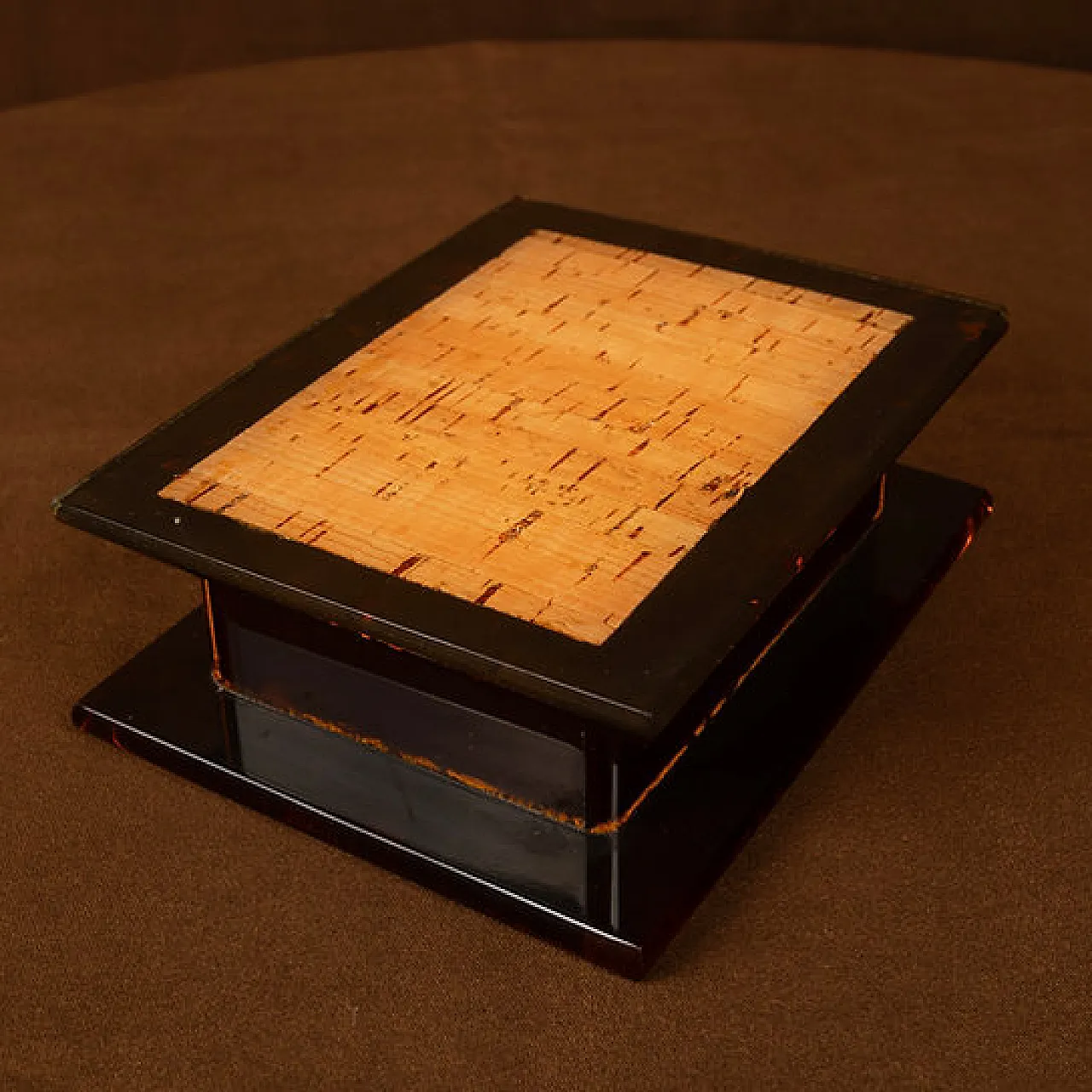 Smoked lucite and natural cork jewellery box, 1970s 8