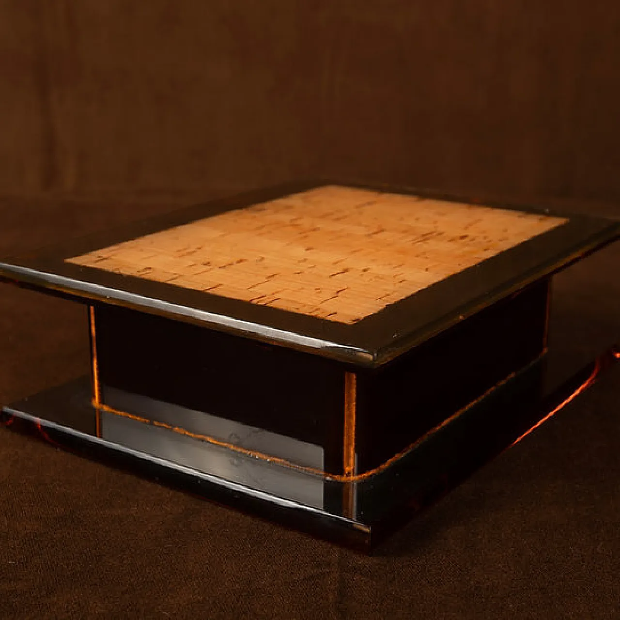 Smoked lucite and natural cork jewellery box, 1970s 9