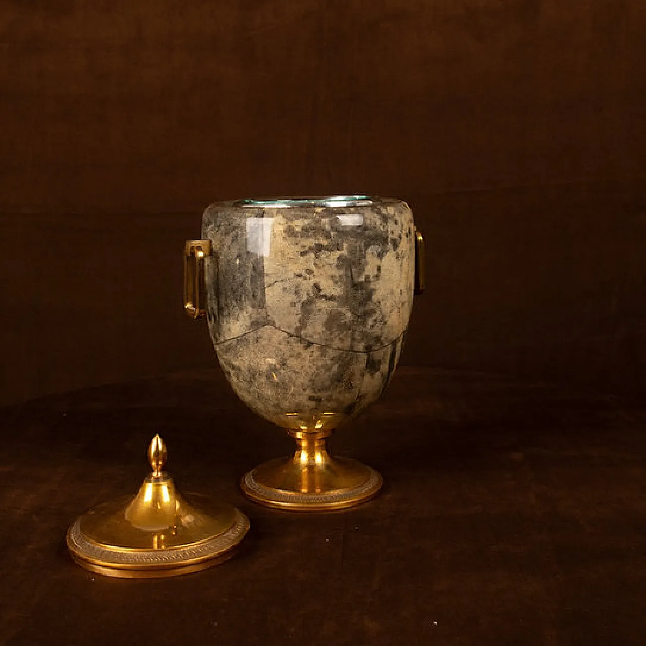 Macabo parchment and brass thermos Glacette, 1950s 3