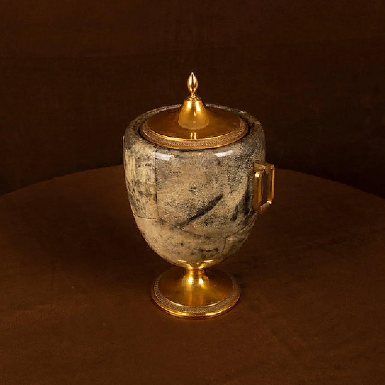Macabo parchment and brass thermos Glacette, 1950s 4