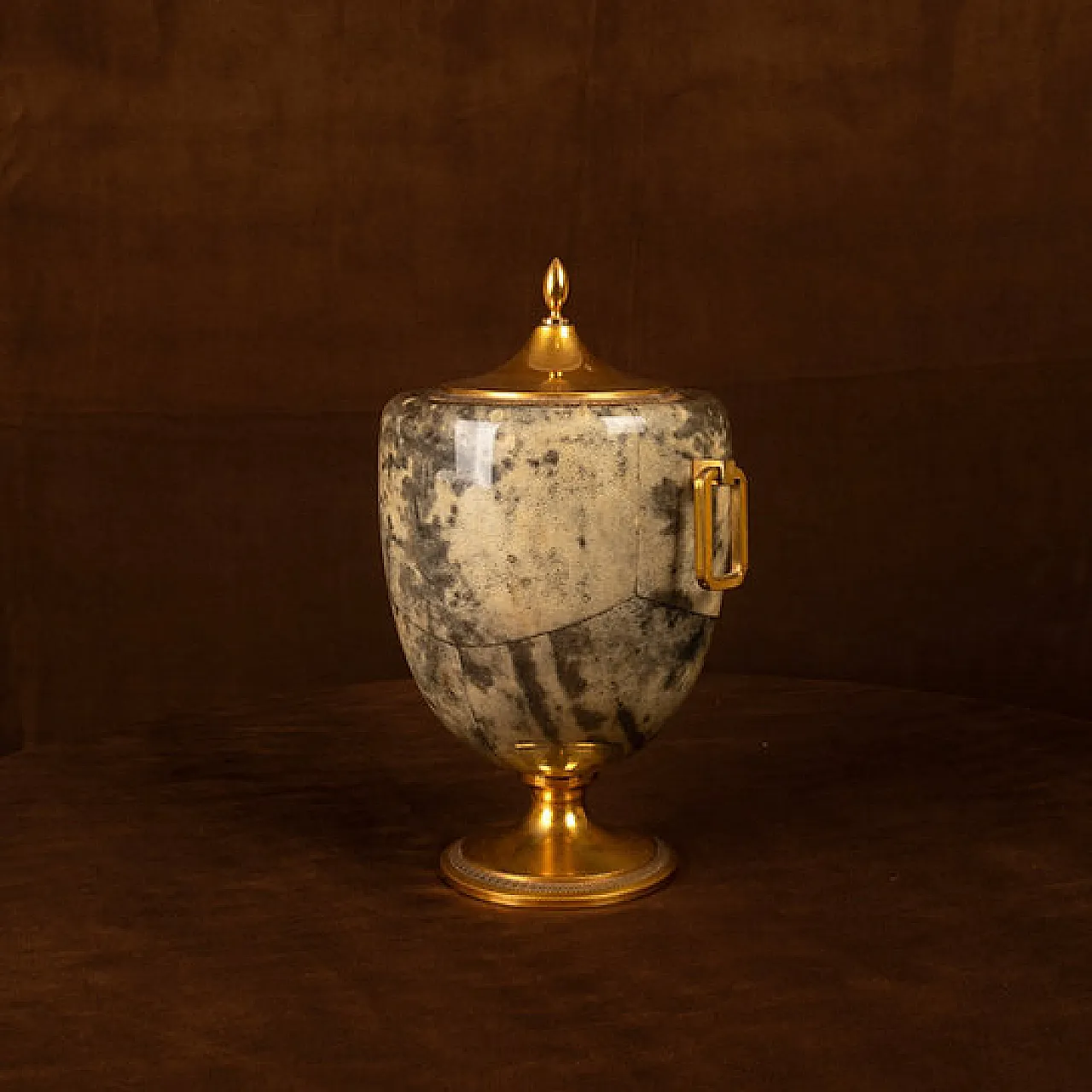 Macabo parchment and brass thermos Glacette, 1950s 5