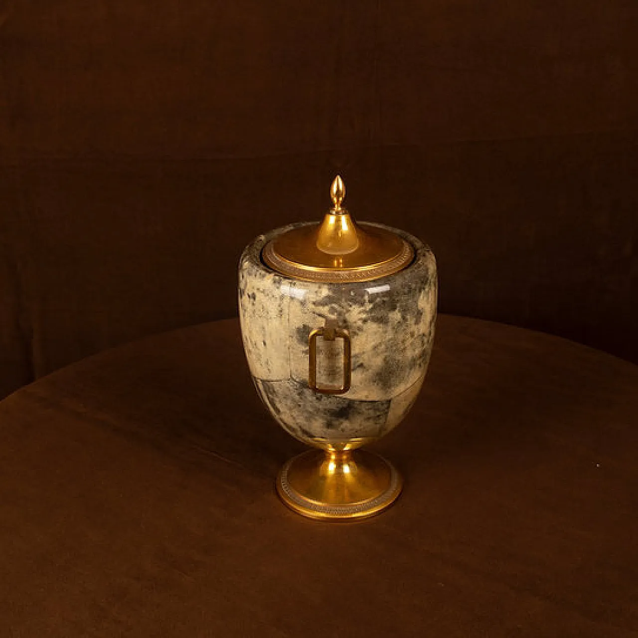 Macabo parchment and brass thermos Glacette, 1950s 6