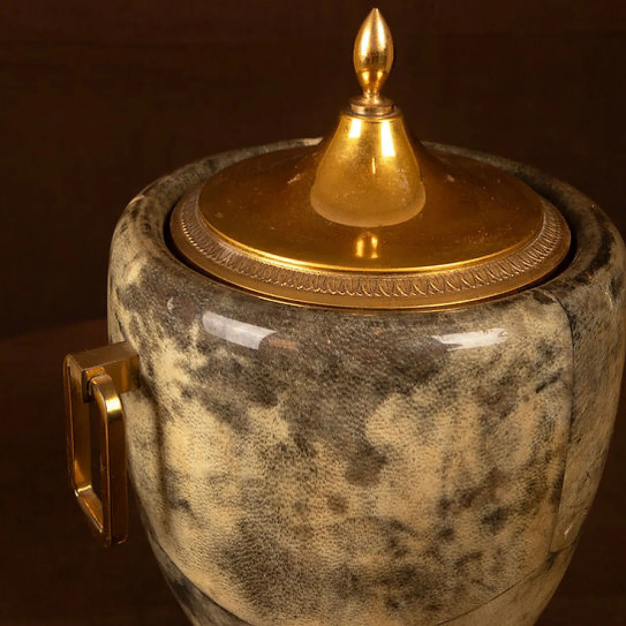 Macabo parchment and brass thermos Glacette, 1950s 12