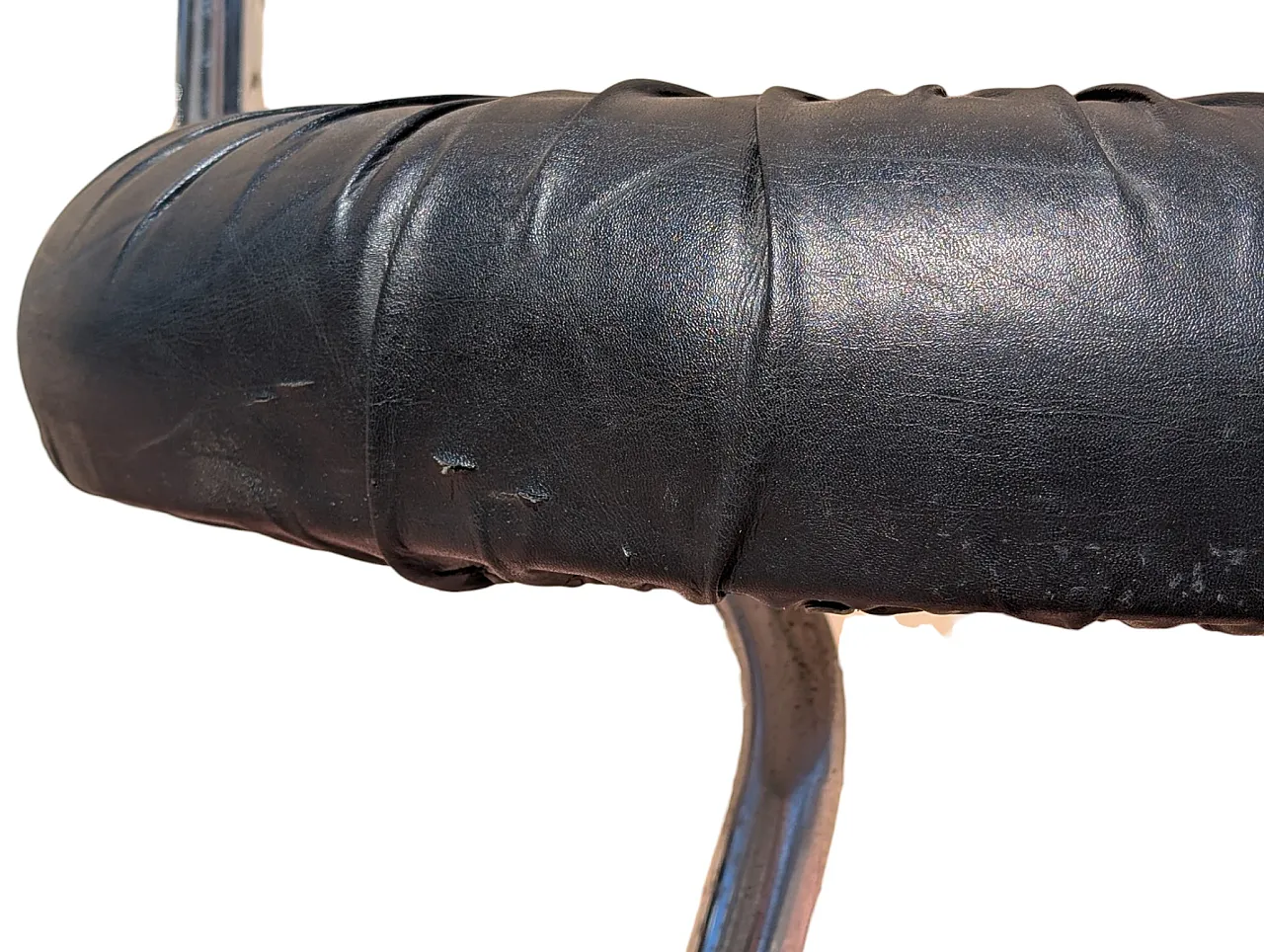 Black leather Cobra chairs by Giotto Stoppino, 1970s, set of 4 7