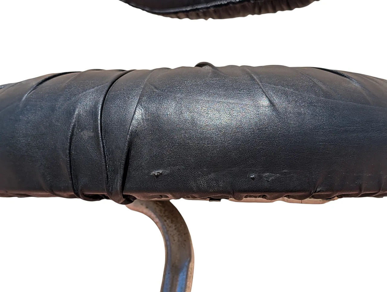 Black leather Cobra chairs by Giotto Stoppino, 1970s, set of 4 8