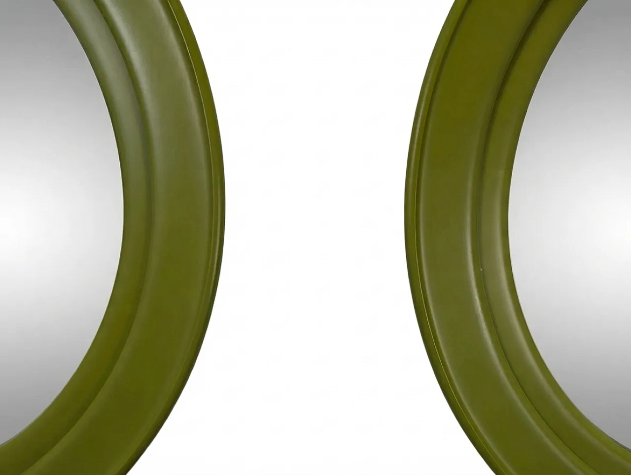 Coppia di specchi rotondi verde oliva, anni 70 4