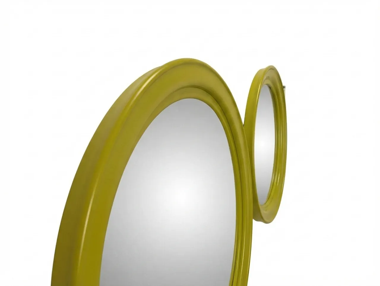 Coppia di specchi rotondi verde oliva, anni 70 5