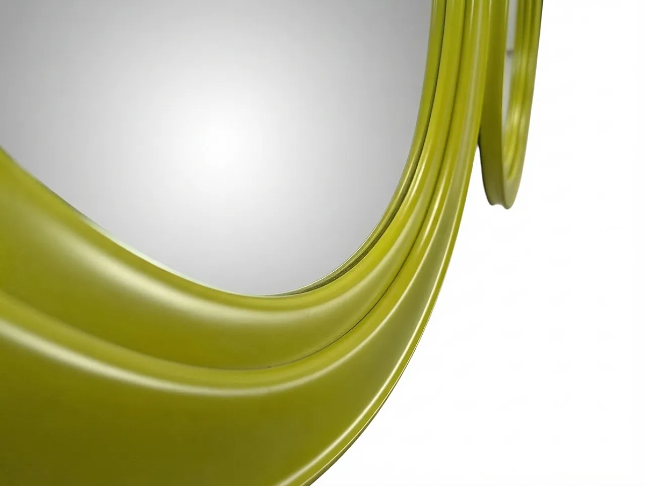 Coppia di specchi rotondi verde oliva, anni 70 6