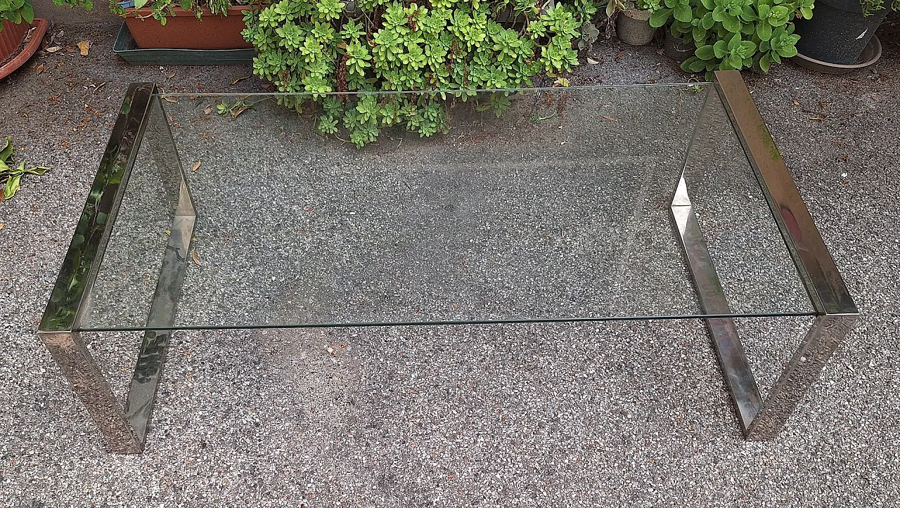 Coffee table in chrome and glass, 1960s 1