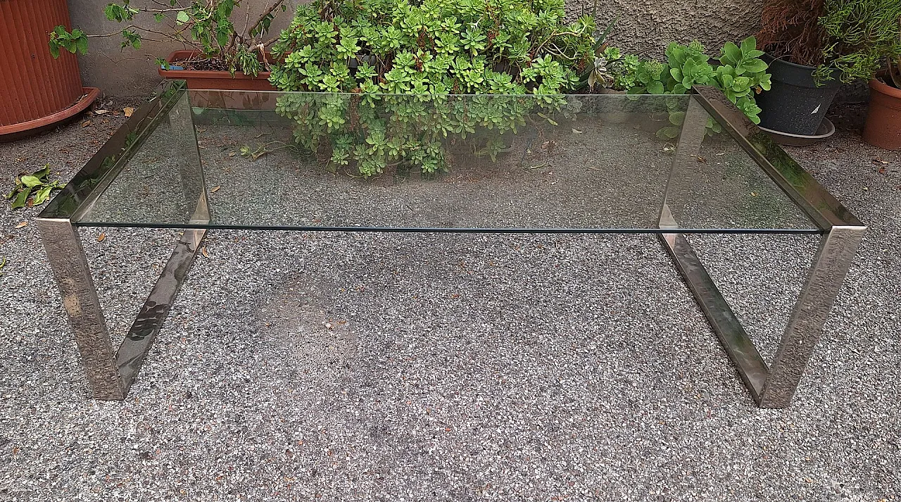 Coffee table in chrome and glass, 1960s 2