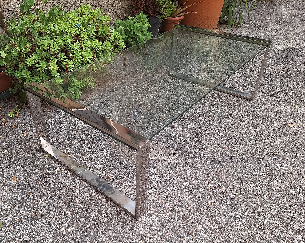 Coffee table in chrome and glass, 1960s 5