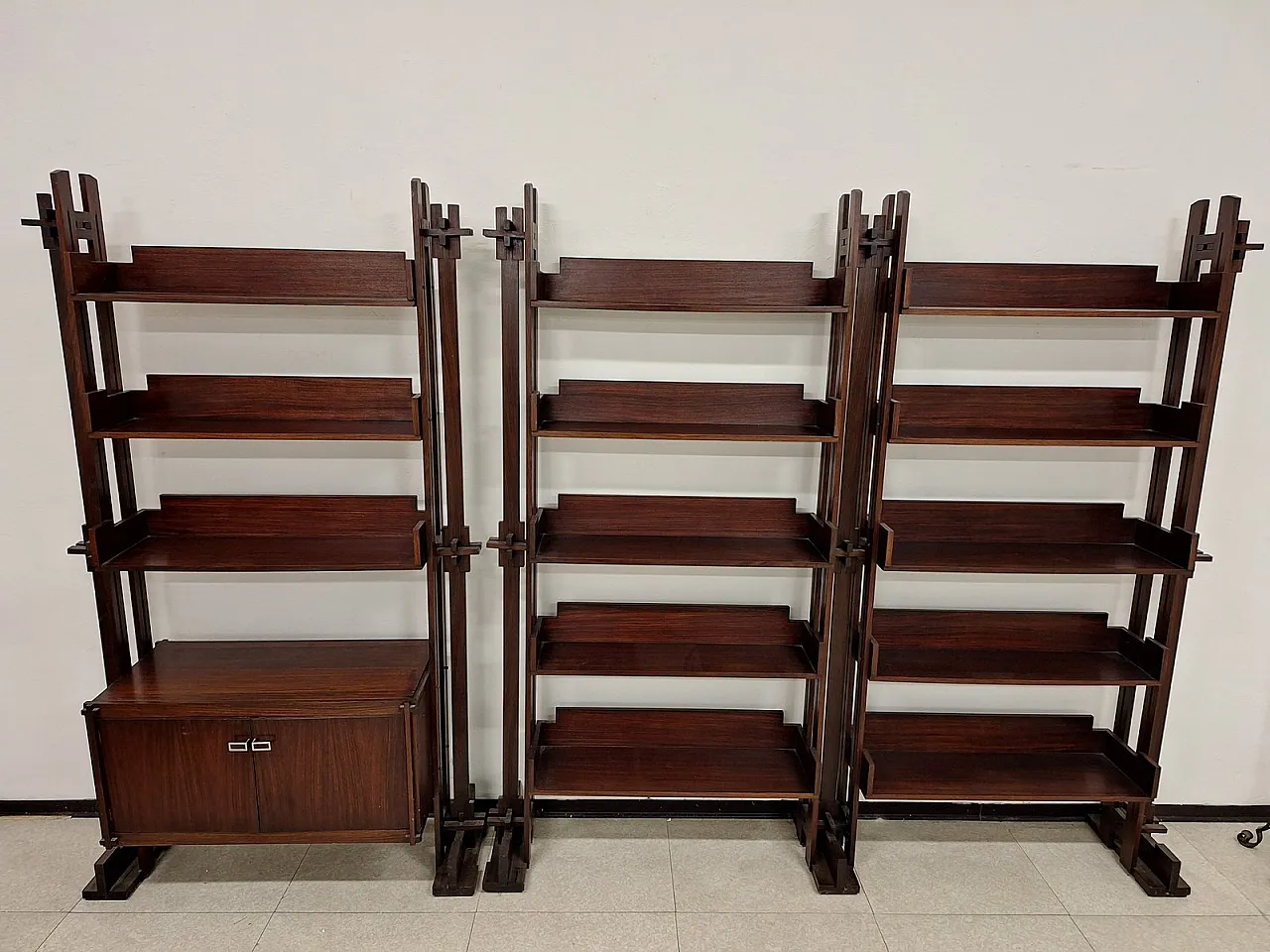 Pair of bookshop shelves by Marco Comolli for Mobilia, 1950s 1