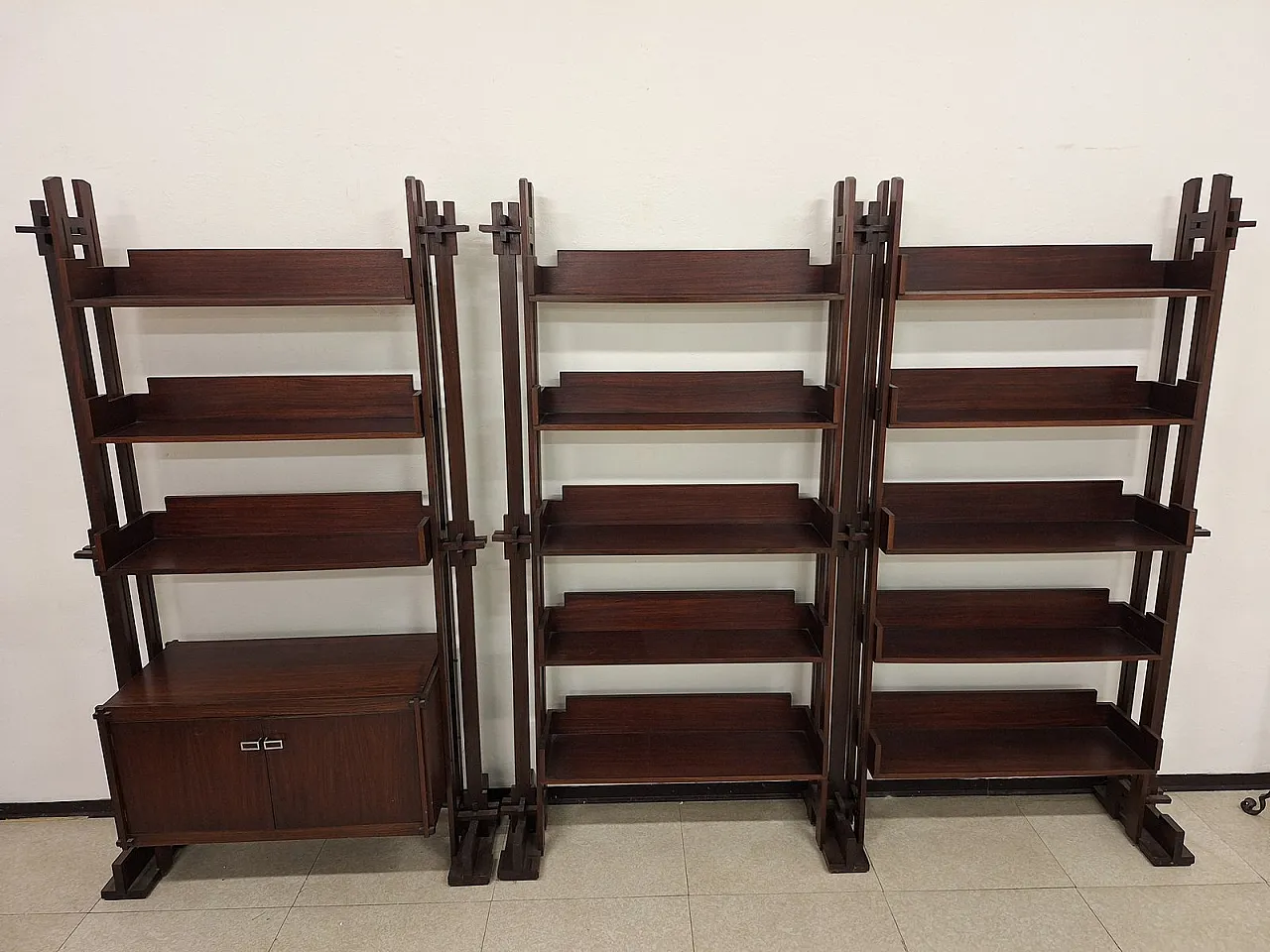 Pair of bookshop shelves by Marco Comolli for Mobilia, 1950s 2