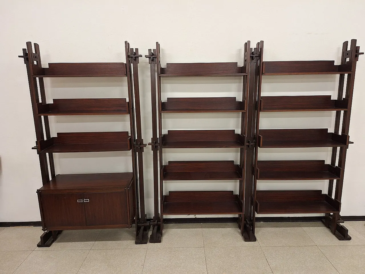 Pair of bookshop shelves by Marco Comolli for Mobilia, 1950s 3