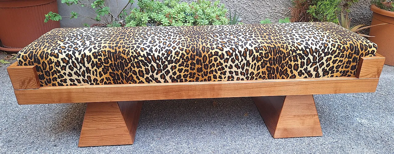 Bench with pyramid legs and fabric by Artigianato Italiano, 2000s 1