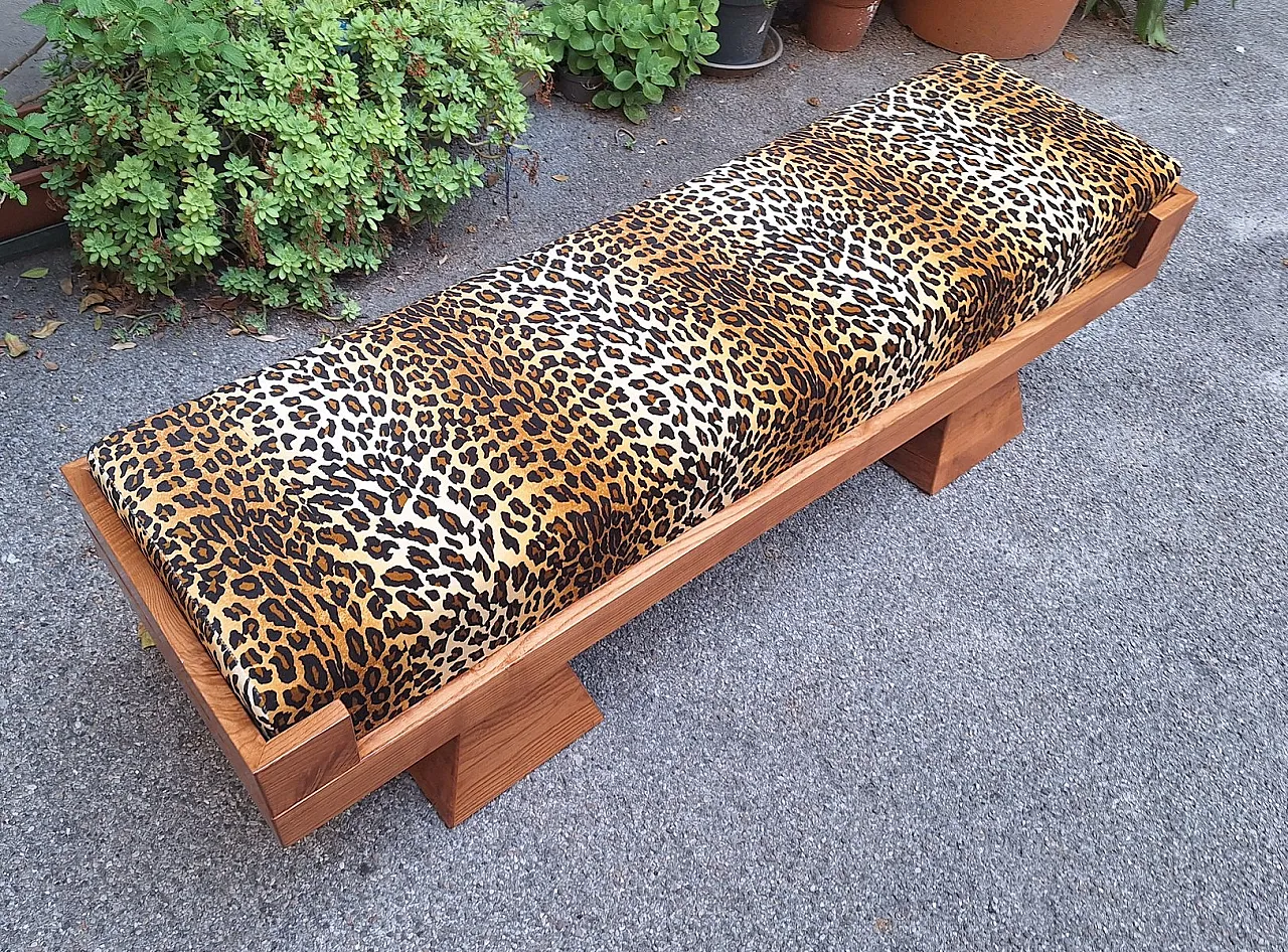 Bench with pyramid legs and fabric by Artigianato Italiano, 2000s 2