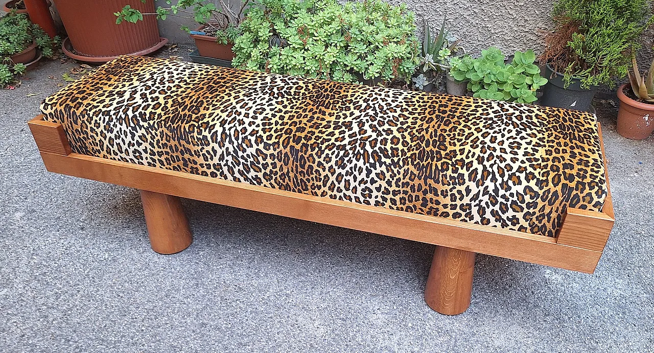 Bench with pyramid legs and fabric by Artigianato Italiano, 2000s 7