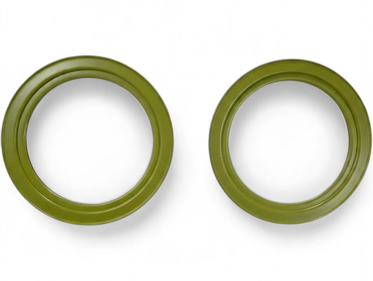 Coppia di specchi rotondi verde oliva, anni 70 8