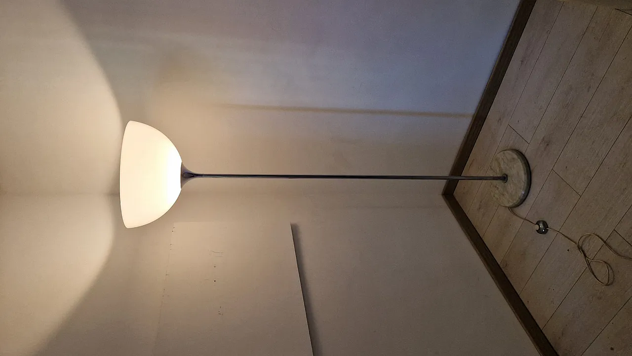 Floor lamp in chrome with milk glass lampshade, 1970s 2