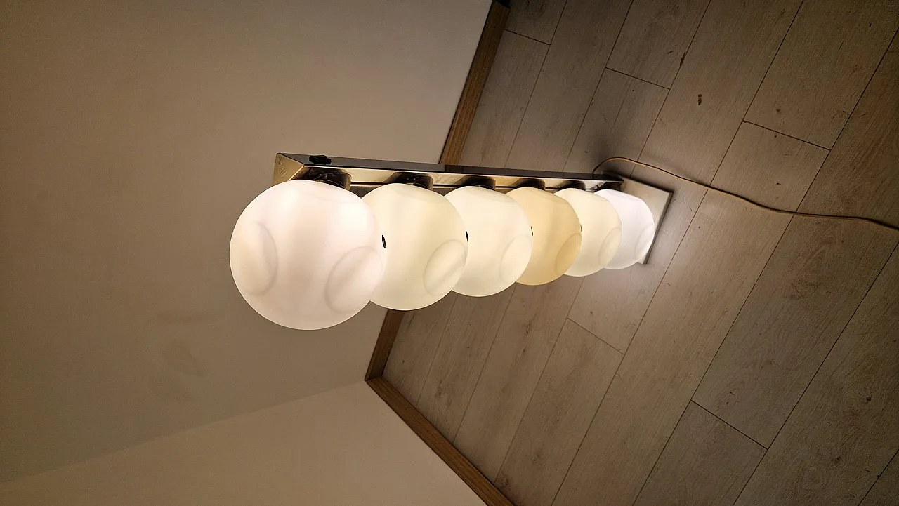 P440 floor lamp in opaline glass and metal from Lumi, 1970s 9