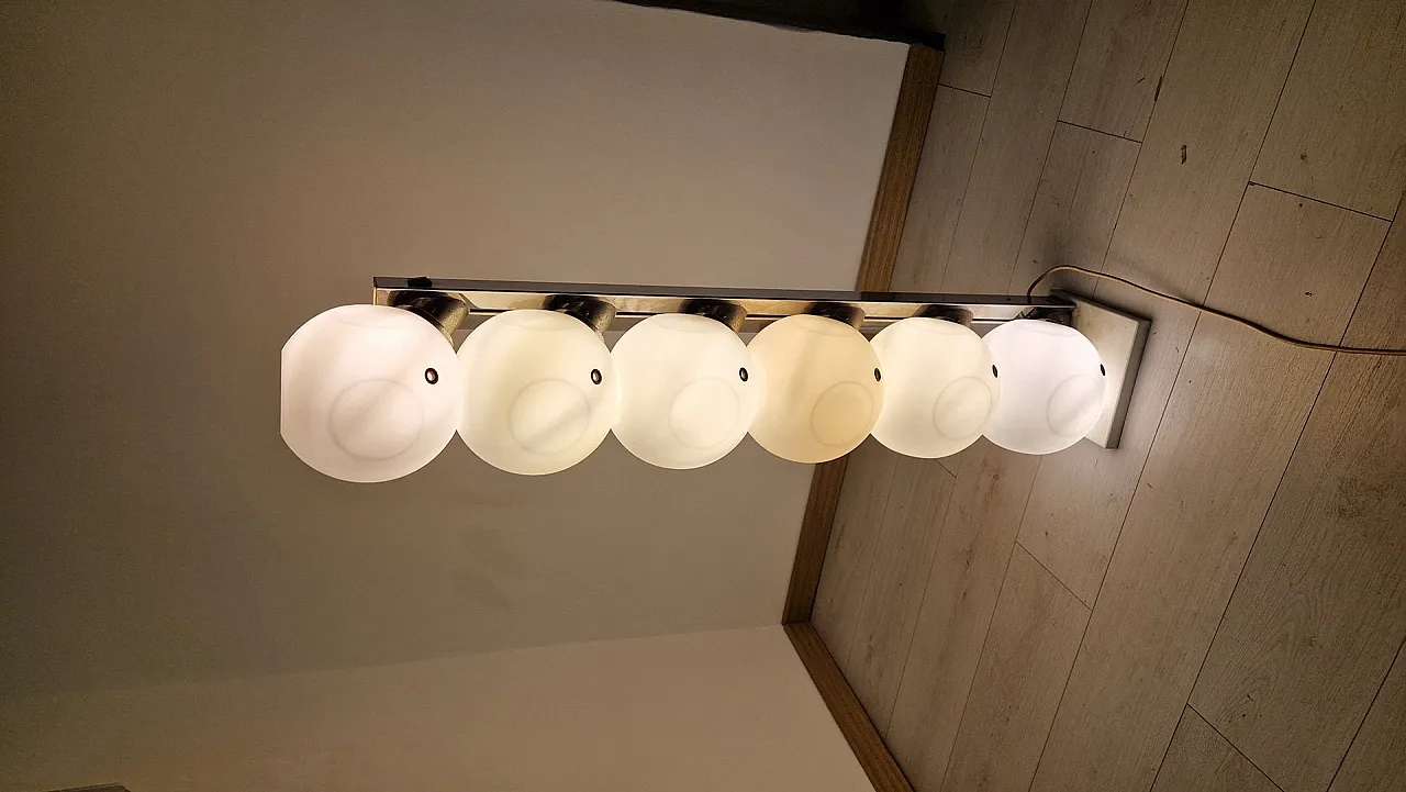 P440 floor lamp in opaline glass and metal from Lumi, 1970s 10