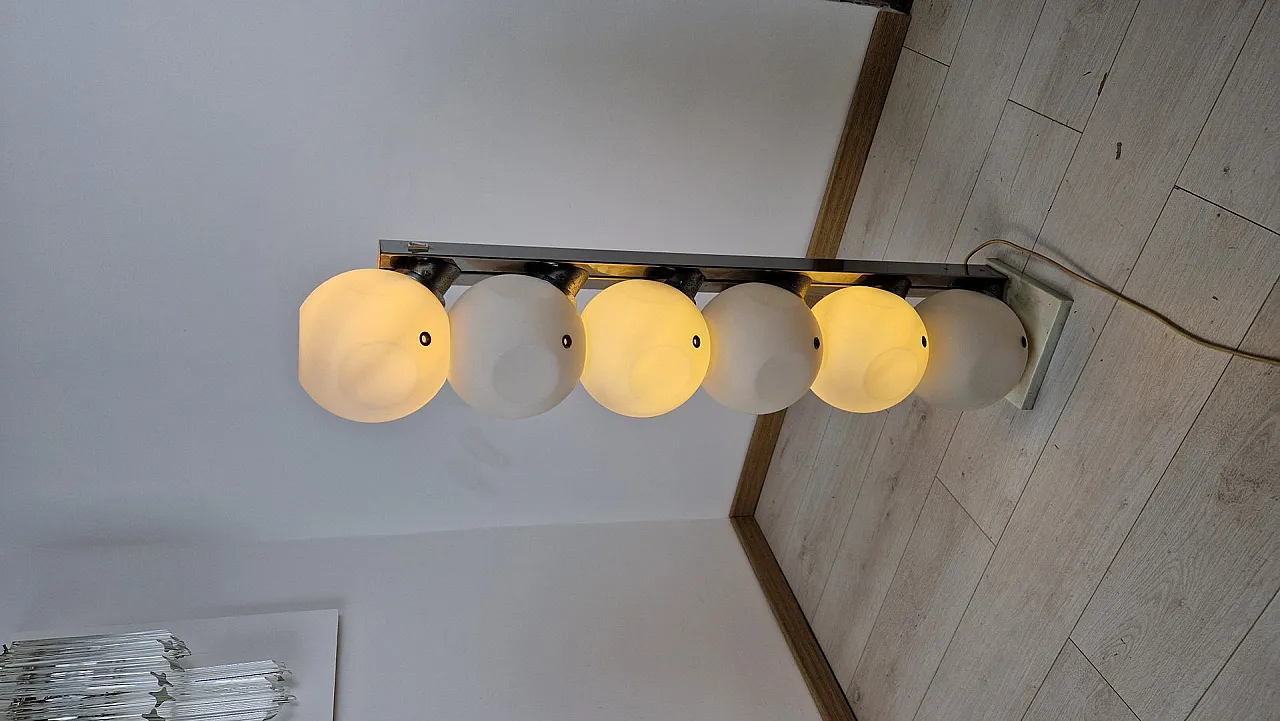 P440 floor lamp in opaline glass and metal from Lumi, 1970s 14