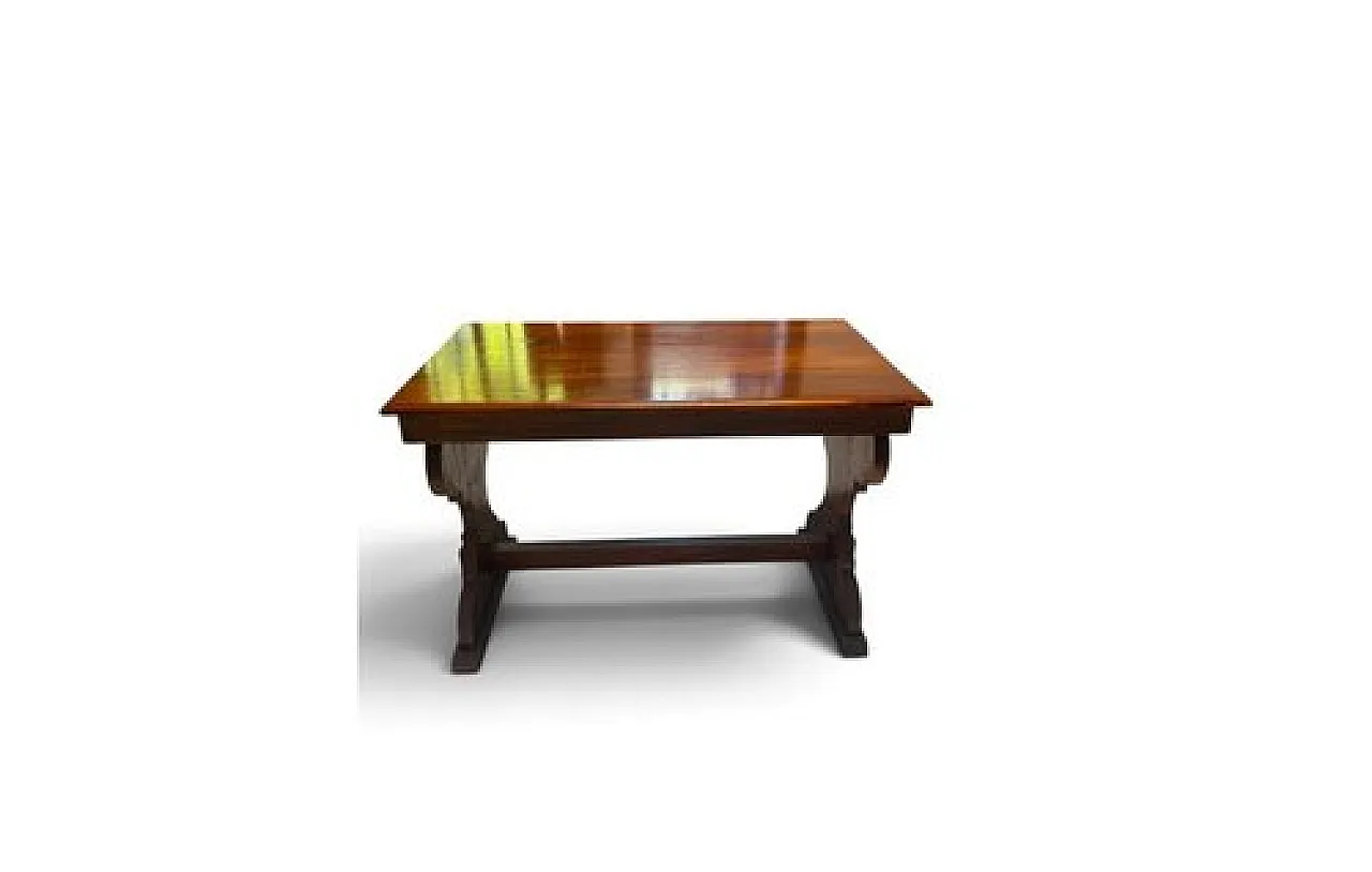 Rectangular wooden table with shaped legs, early 20th century 1