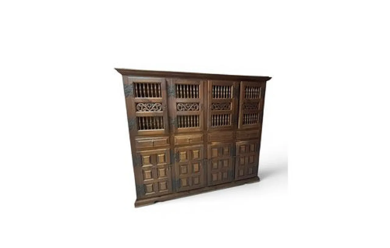 Castilian wood pantry cabinet with perforated doors, 20th century 1