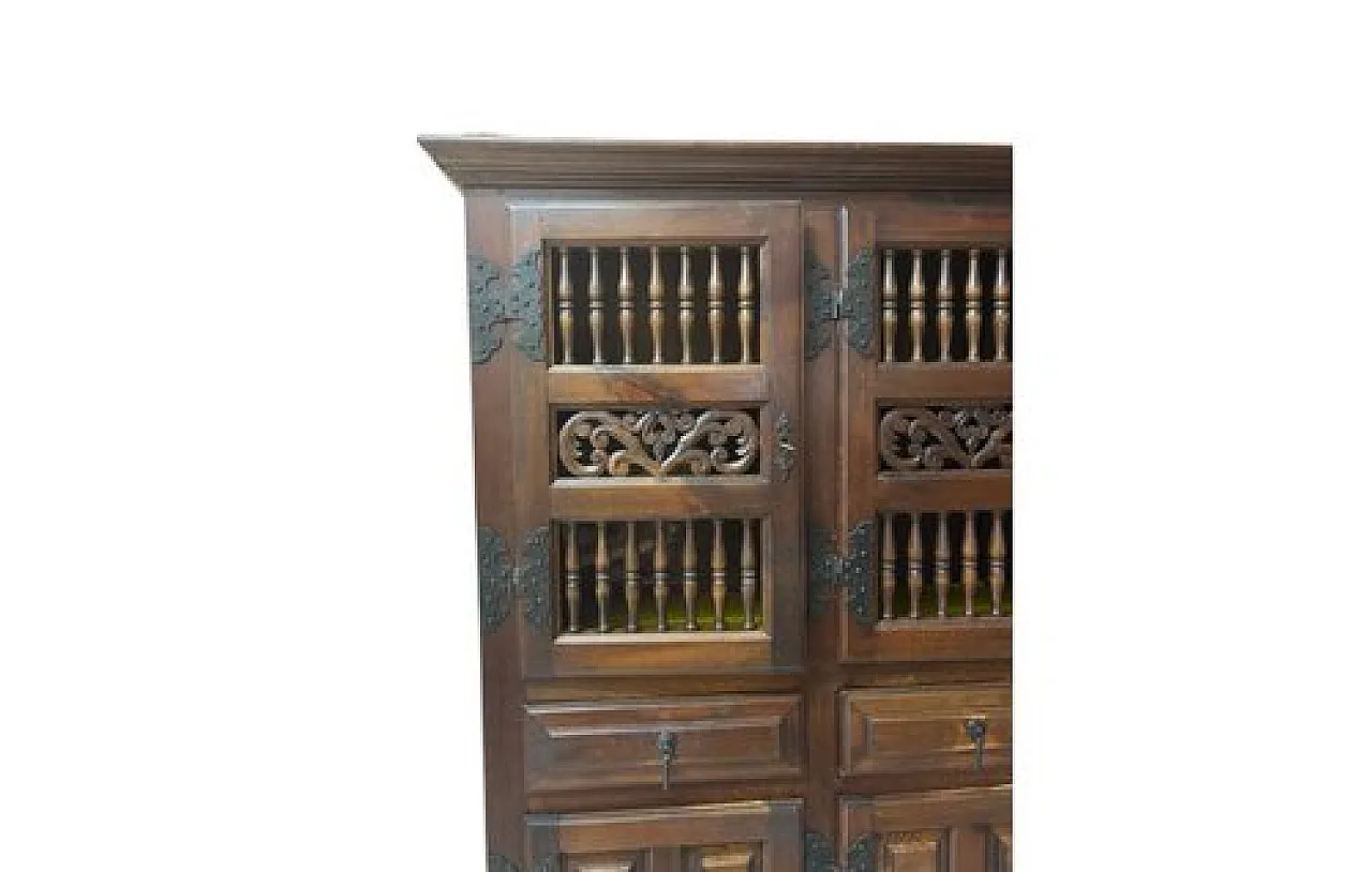 Castilian wood pantry cabinet with perforated doors, 20th century 3