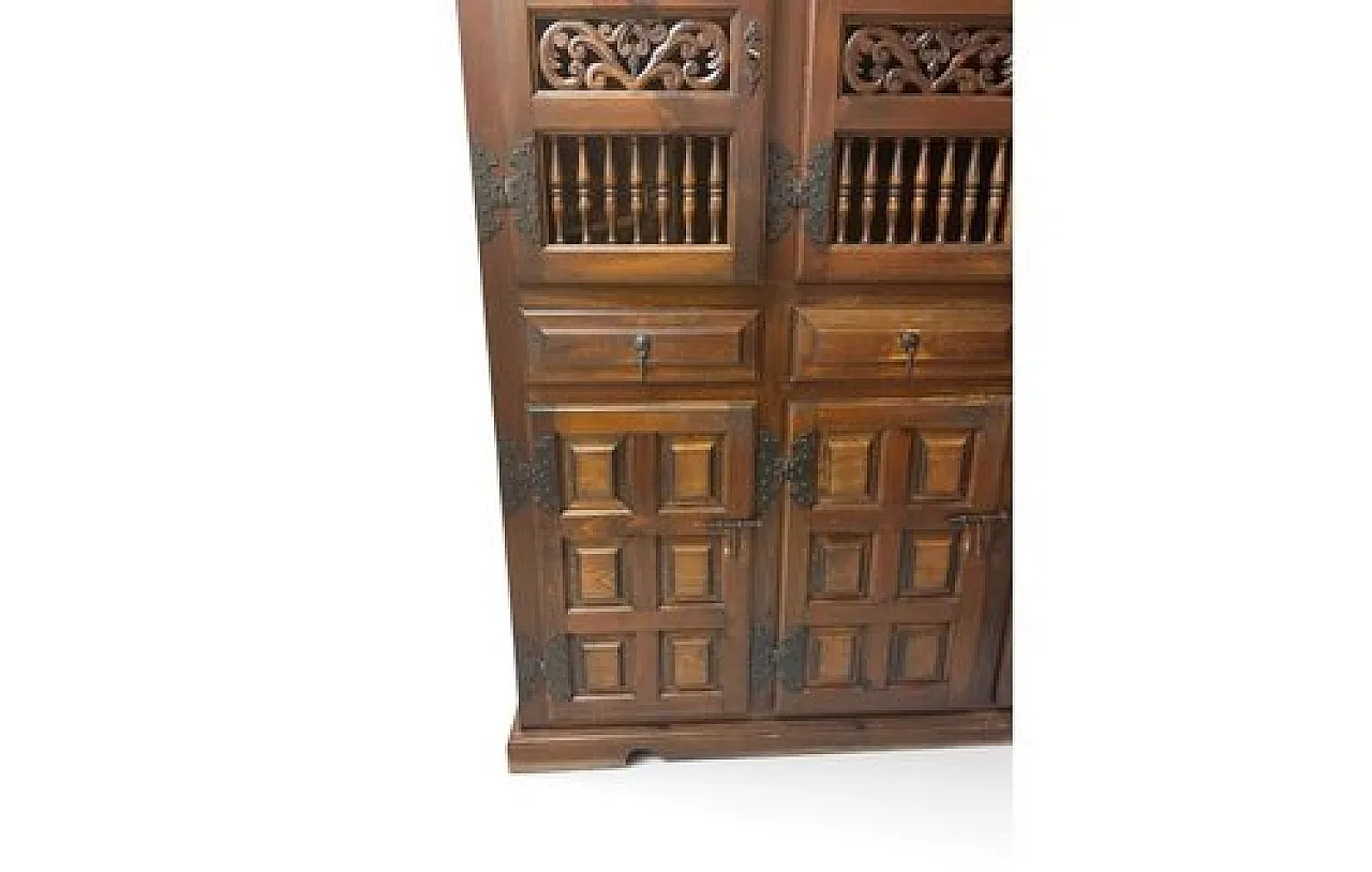 Castilian wood pantry cabinet with perforated doors, 20th century 4