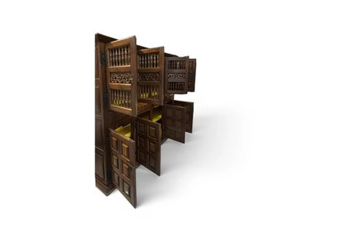 Castilian wood pantry cabinet with perforated doors, 20th century 5