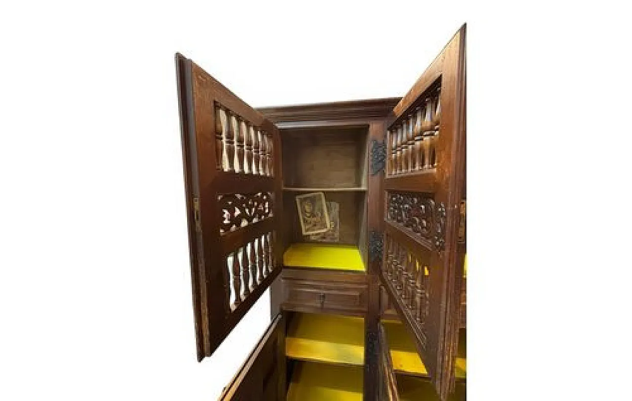 Castilian wood pantry cabinet with perforated doors, 20th century 6
