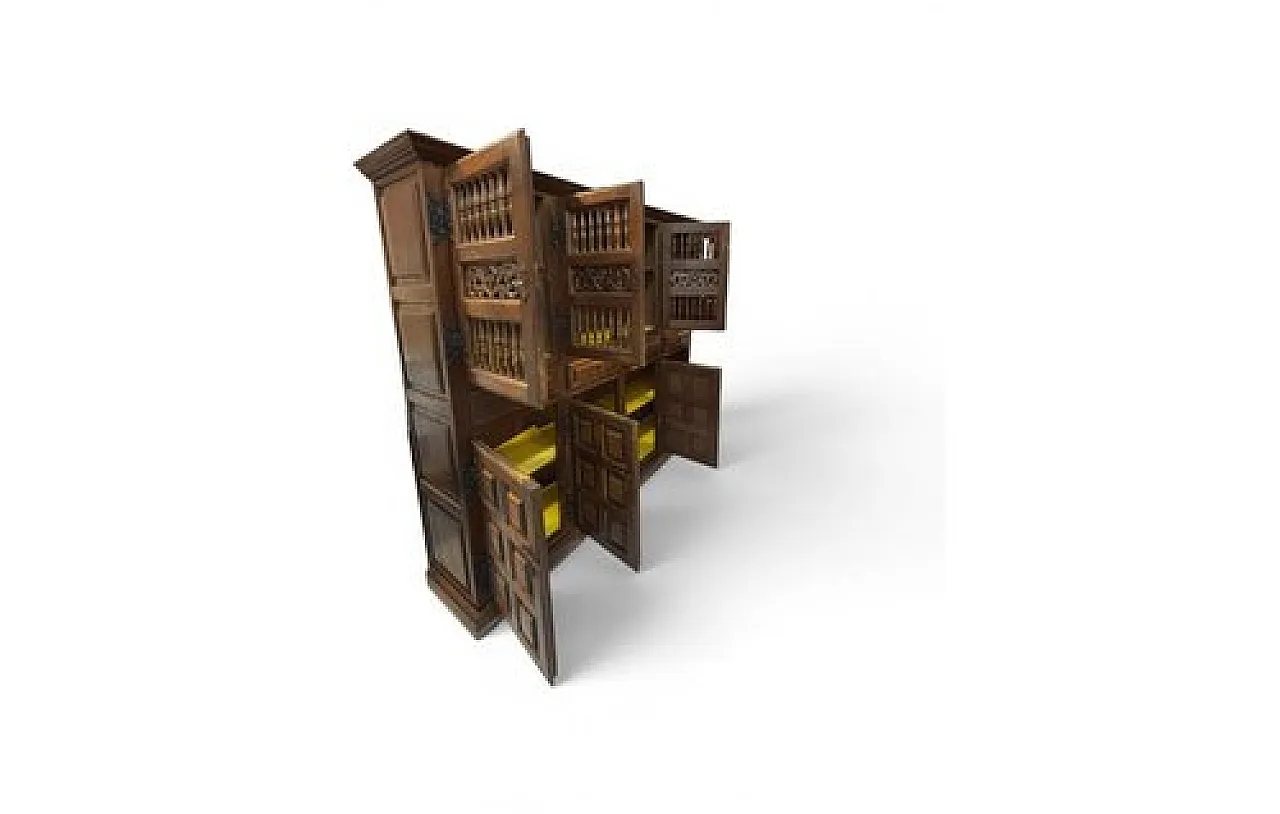 Castilian wood pantry cabinet with perforated doors, 20th century 10