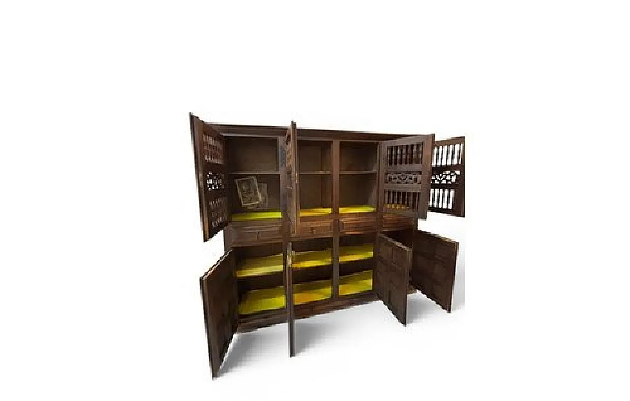 Castilian wood pantry cabinet with perforated doors, 20th century 12