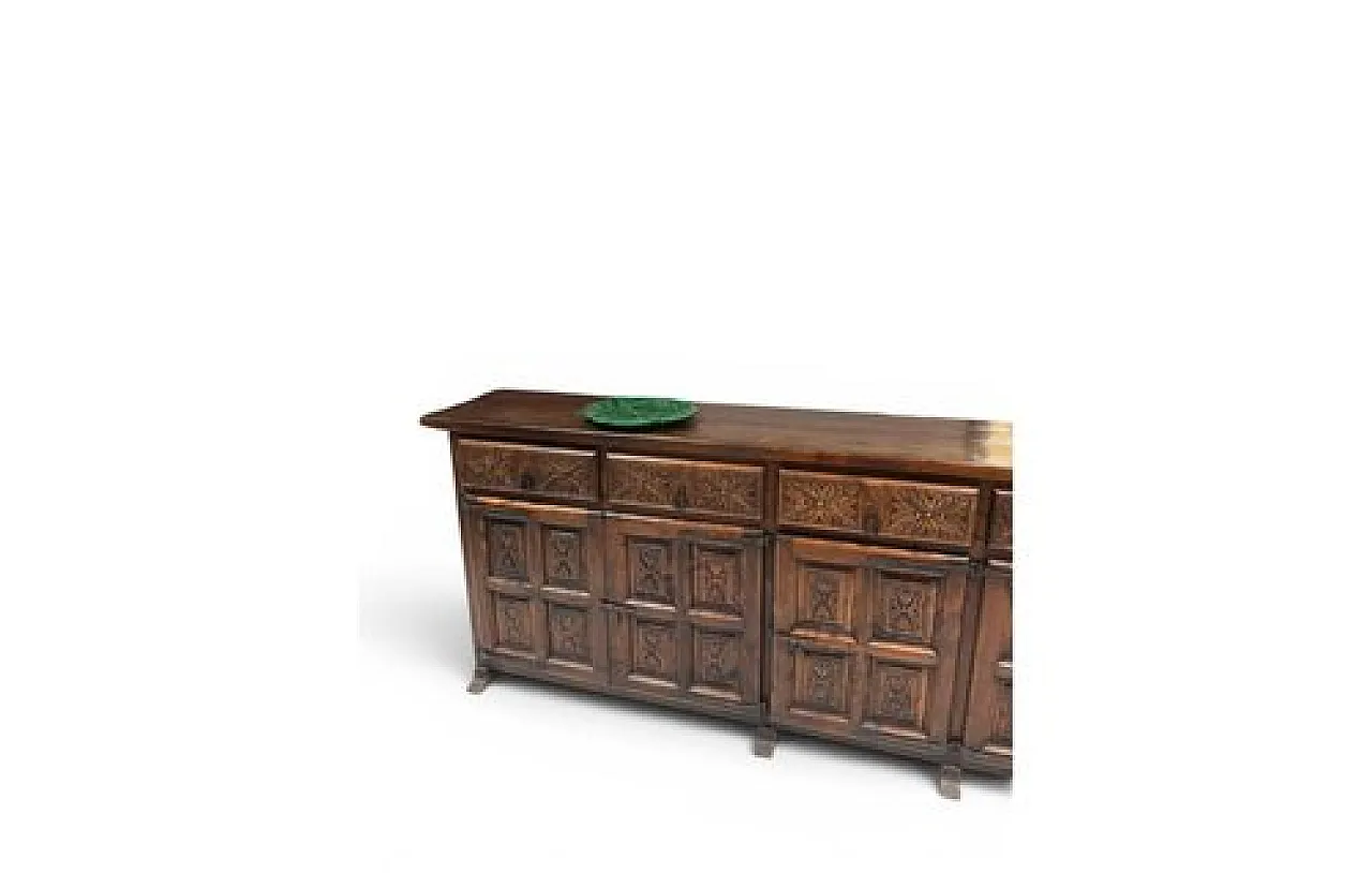 Spanish rustic carved wood sideboard, early 20th century 5