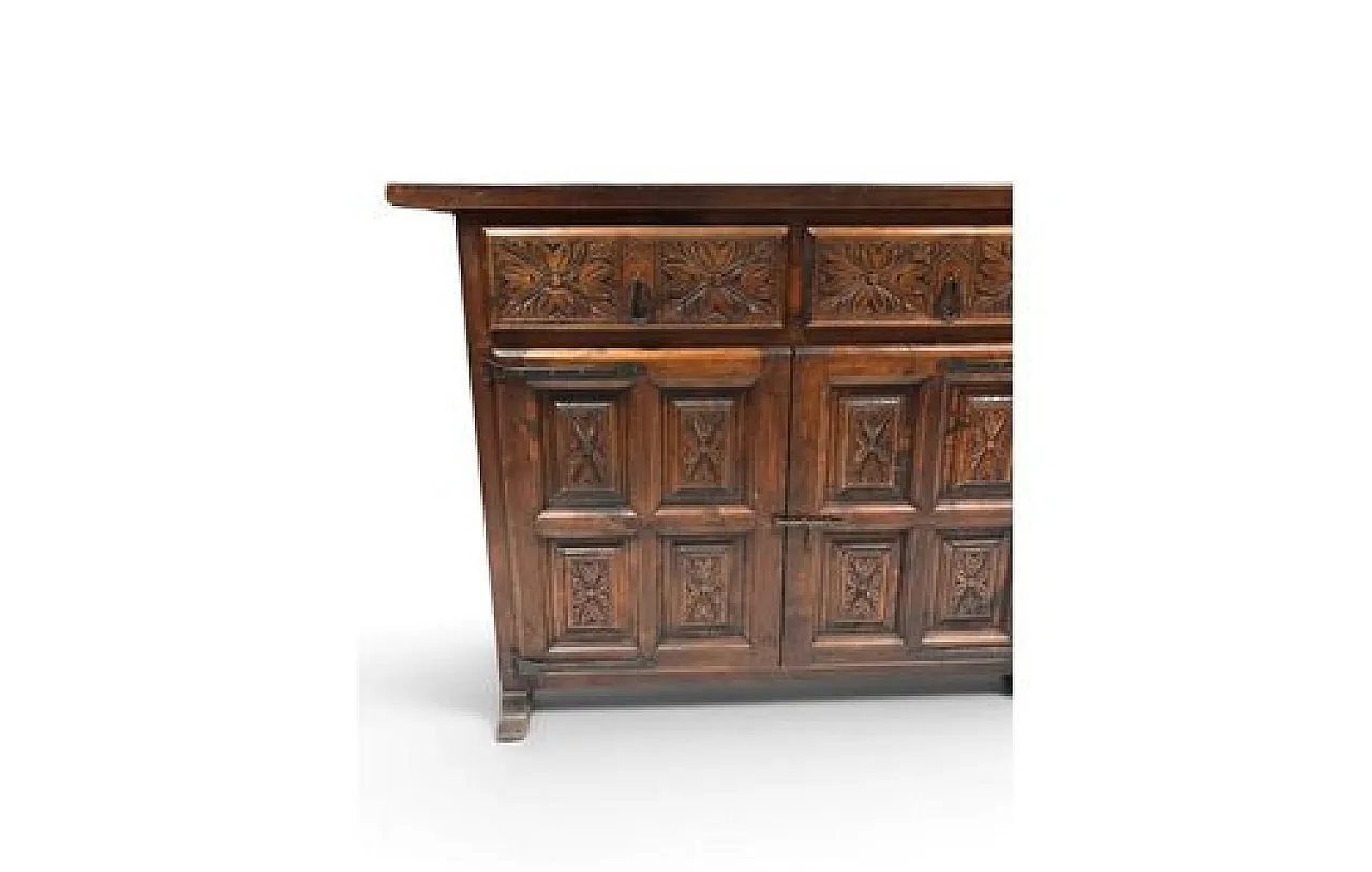 Spanish rustic carved wood sideboard, early 20th century 6