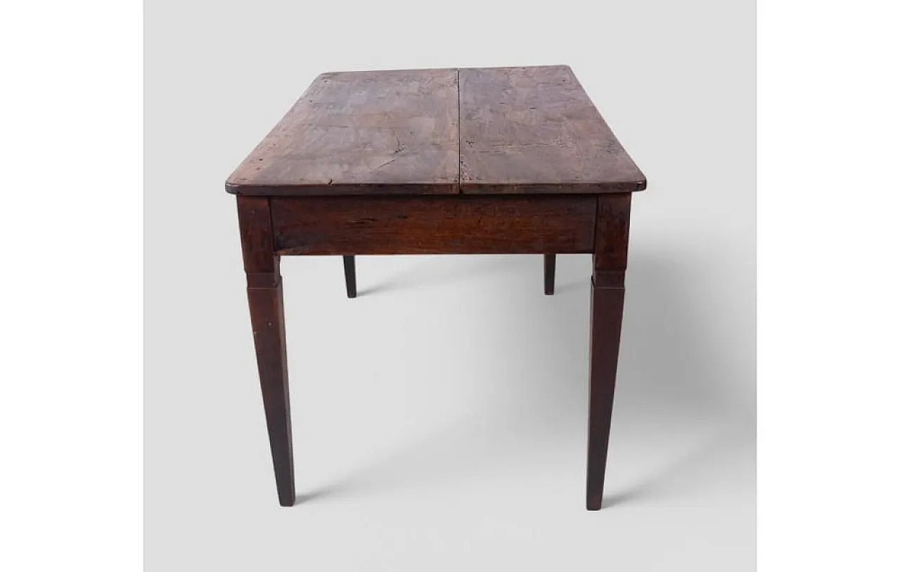 Rustic walnut worktable with central drawer, 1950s 4