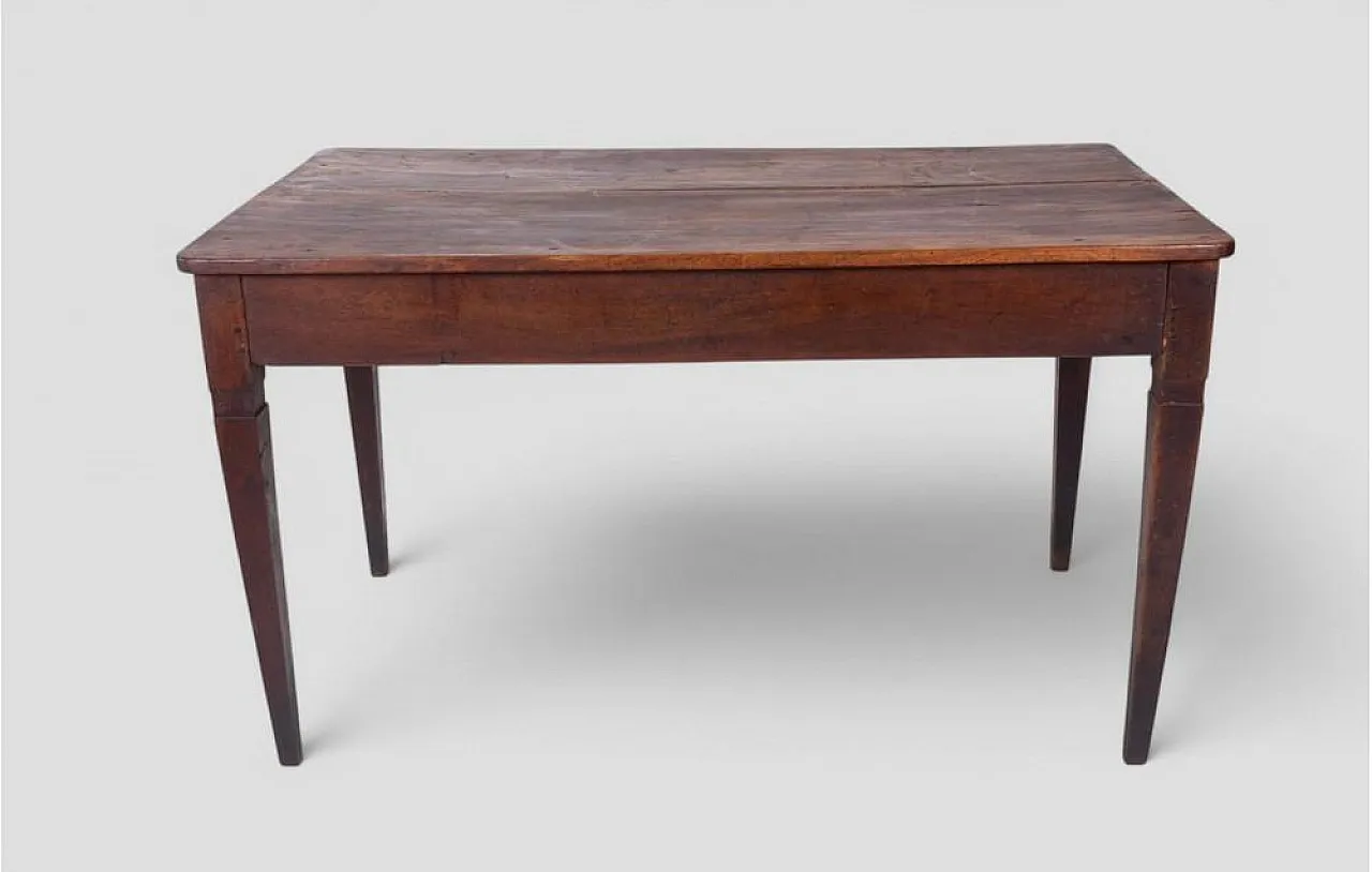 Rustic walnut worktable with central drawer, 1950s 5